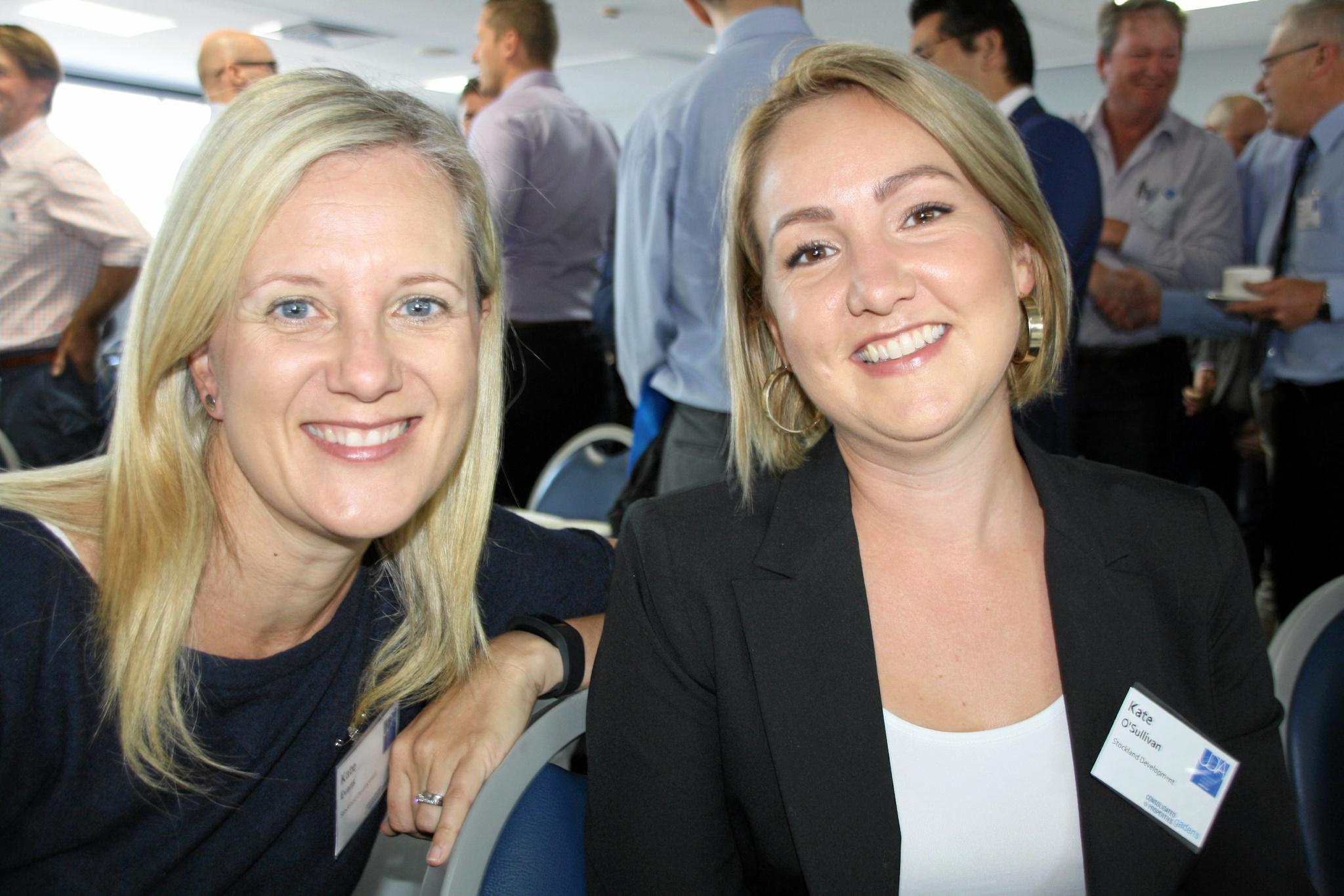 Kate Evans and Kate O'Sullivan of Stockland at the Urban Development Institute of Australia (Qld) breakfast at Maroochydore Surf Club last Friday. Picture: Erle Levey