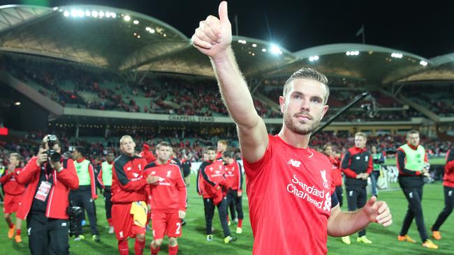 Liverpool captain Jordan Henderson after the match against Adelaide United at the Adelaide Oval in 2015. Photo: Calum Robertson