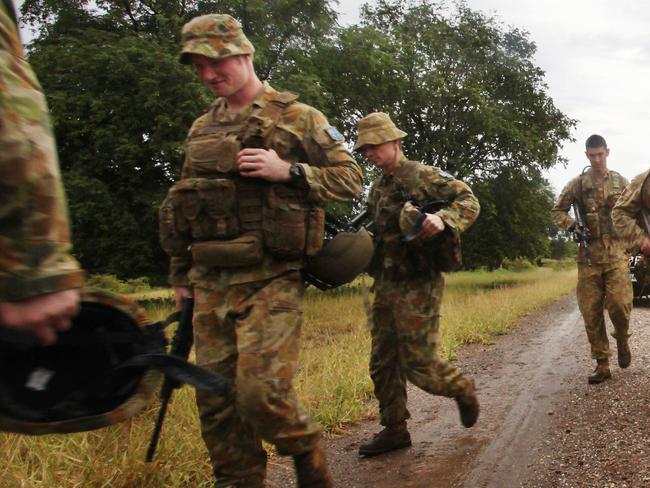 Going into combat ... PTSD can take longer to develop for troops serving overseas, such as those in East Timor (above), who had never been exposed to such conflicts. Picture: Jodie Richter