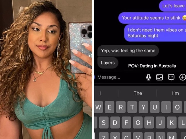 Thassy reveals the bizarre text she got from a man ahead of their first date. Picture: TikTok/@thasonum