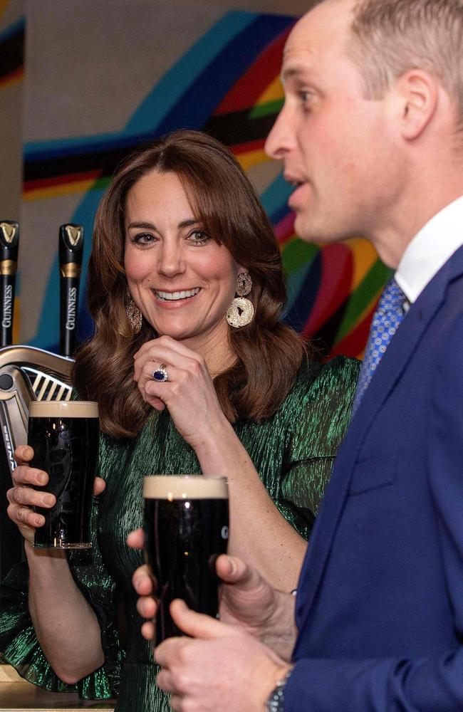 Prince William and Kate Middleton enjoy a pint of Guinness in Dublin. Picture: AFP