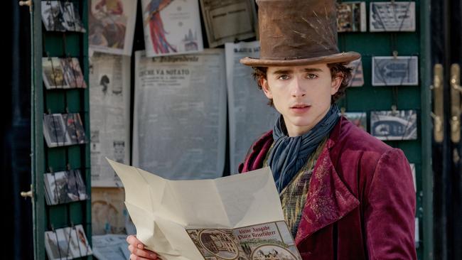 Timothee Chalamet in a scene from the movie Wonka.