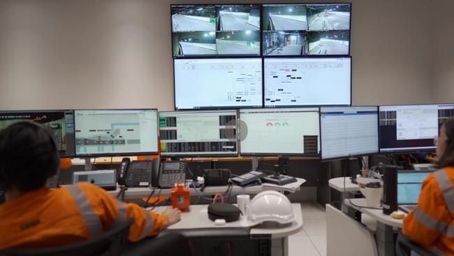 Staff monitoring the new Rozelle Interchange from the control room. Picture: Transport NSW