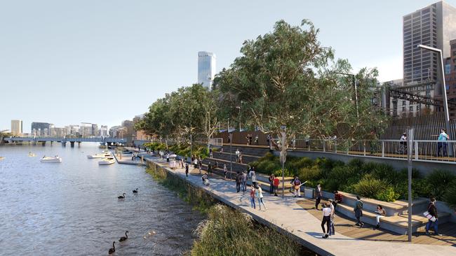 A render of Flinders Walk under the Greenline plan. Picture: City of Melbourne