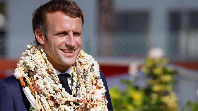 France's President Emmanuel Macron in French Polynesia this week. Picture: AFP.