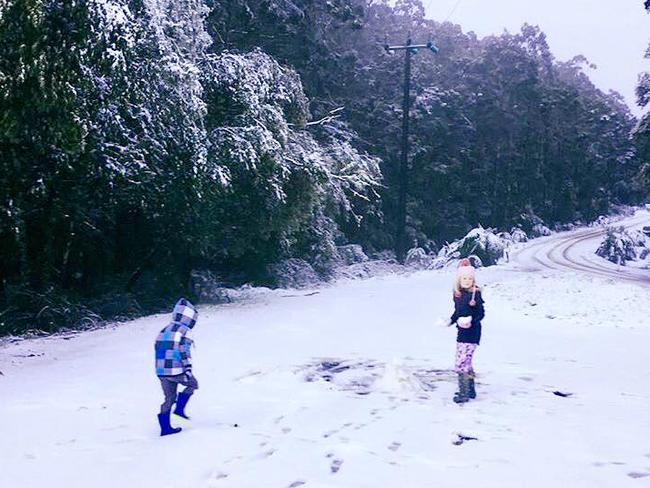 Snow in Lorne yesterday. Picture: Facebook/Destination Surf Coast