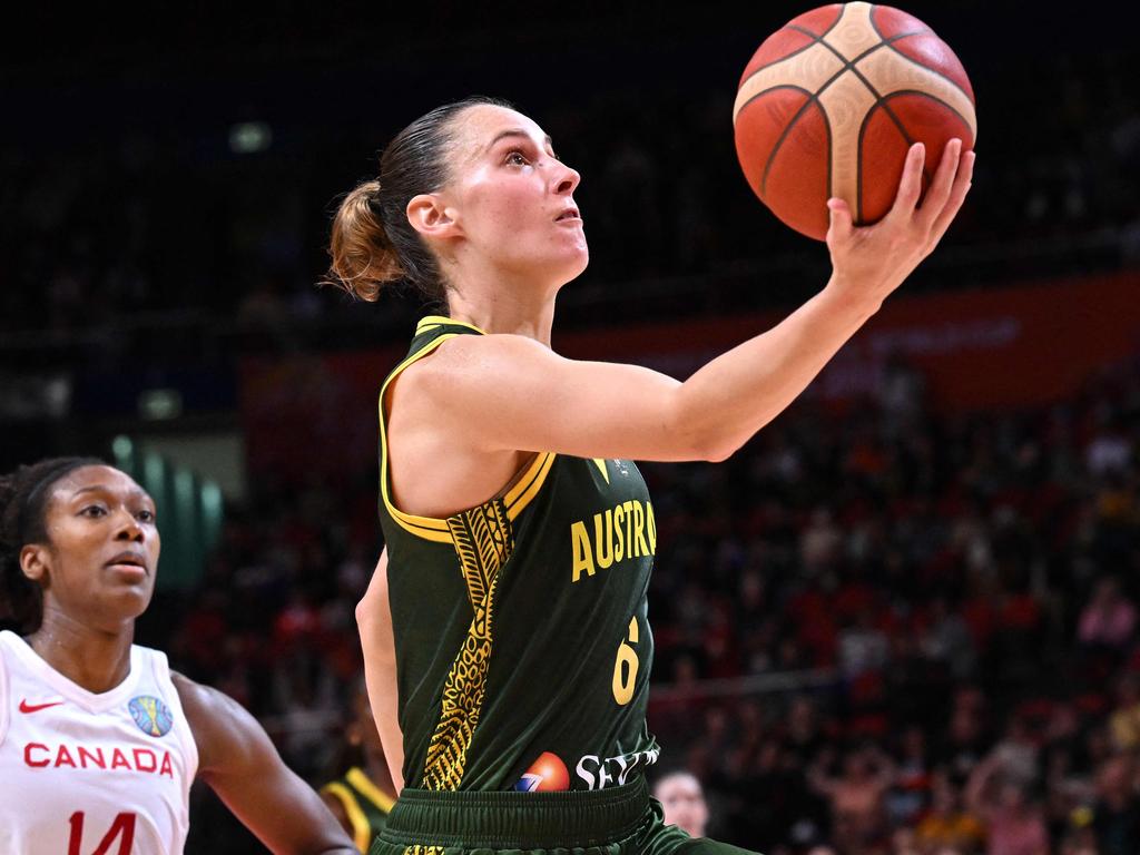 Steph Talbot did a little bit of everything for the Opals. Picture: AFP