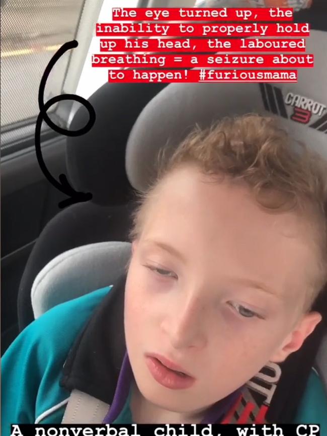 Gold Coast nine-year-old Samuel Amiet pictured by his mother Simone after he was left waiting for a taxi to pick him up from school. 