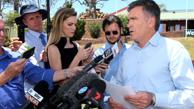 Dreamworld CEO Craig Davidson spoke to media yesterday. Picture Mike Batterham