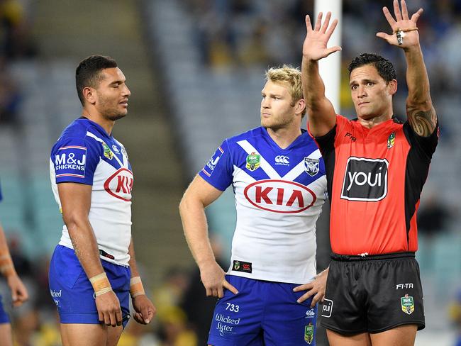 Marcelo Montoya is sent to the sin bin. Picture: AAP