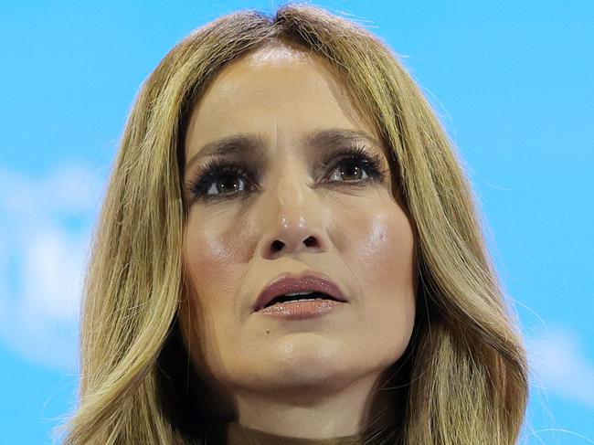 NORTH LAS VEGAS, NEVADA - OCTOBER 31: Jennifer Lopez speaks at a 