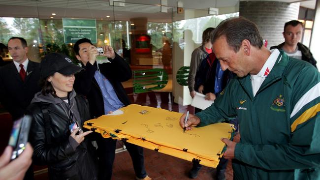 Former Socceroos assistant coach Johan Neeskens (right) has died. Picture: Gregg Porteous