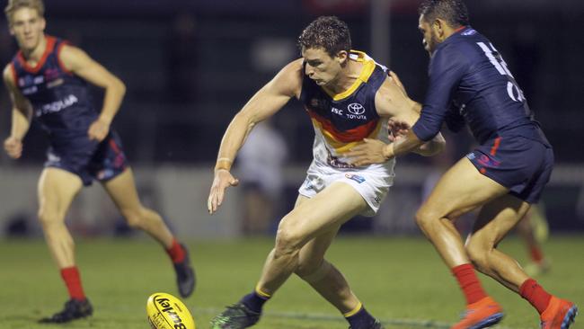 Josh Jenkins plays against Norwood in the Crows’ SANFL side earlier this month. He has been unable to win back his spot since being dropped after Round 4. Picture Dean Martin