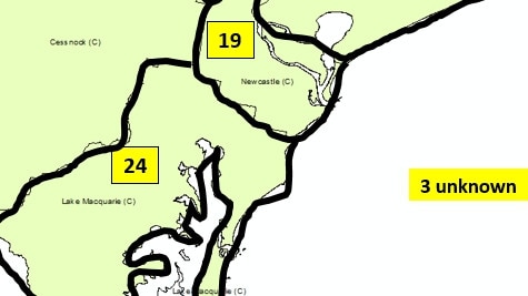 Hunter New England Health District map of coronavirus.