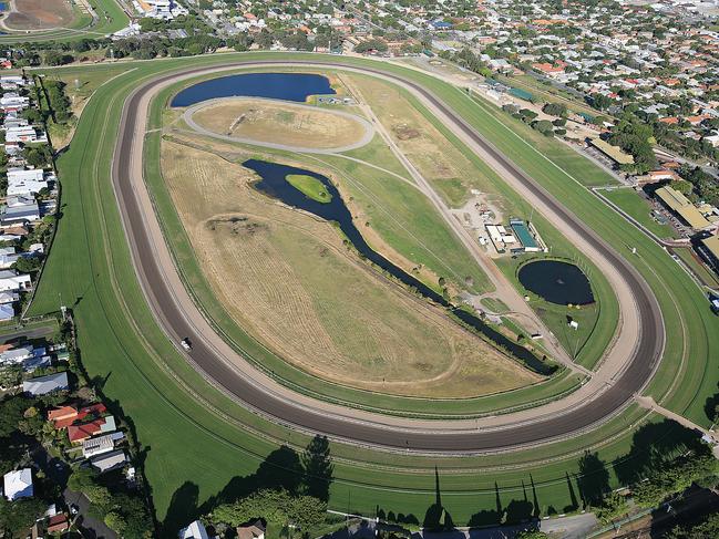 Aerial view of Doomben Racecourse.