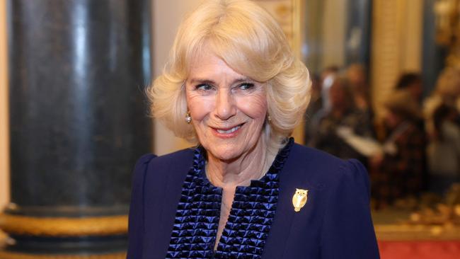 Britain's Queen Camilla during a reception for the BBC's 500 Words Finalists at Buckingham Palace on February 28, 2024 in London. Picture: Chris Jackson/AFP