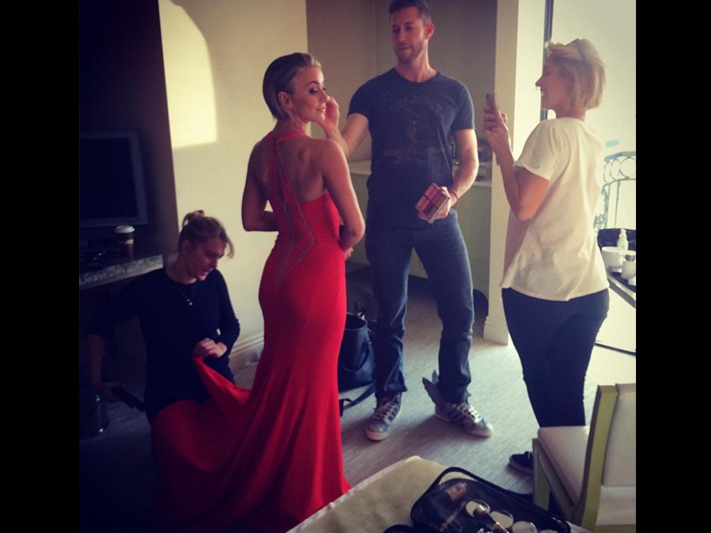 American Music Awards 2014 on social media... Actress Julianne Hough posts, “The experts!!! @riawnacapri for Hair @spencerbarnesla for Makeup @anitapatrickson for Styling! @kristysowin for running the show! #Lexi #Harley” Picture: Instagram