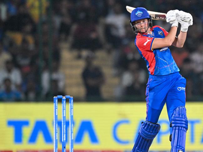 Delhi Capitals' captain Meg Lanning plays a shot during her blazing knock. Picture: AFP