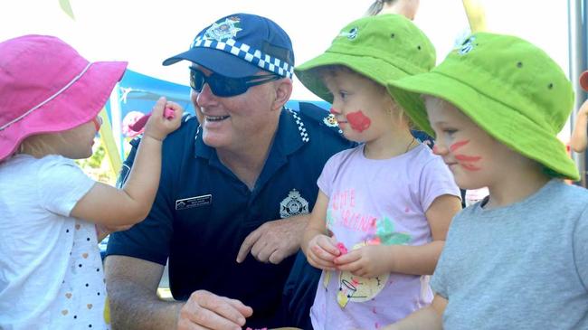 Zara Jensen, Rockhampton police Snr Sgt Mick Muir, Brielle Capps and Archer Beasley at Little Zebras&#39; fundraiser. Picture: Jann Houley