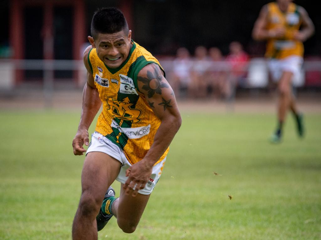 St Mary's Henry Labastida celebrated his 200th game in Round 18 against Wanderers. Picture: Warren Leyden / AFLNT Media