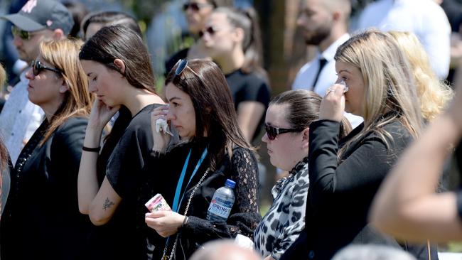 Emotional mourners at the funeral. Picture: NCA NewsWire/Andrew Henshaw