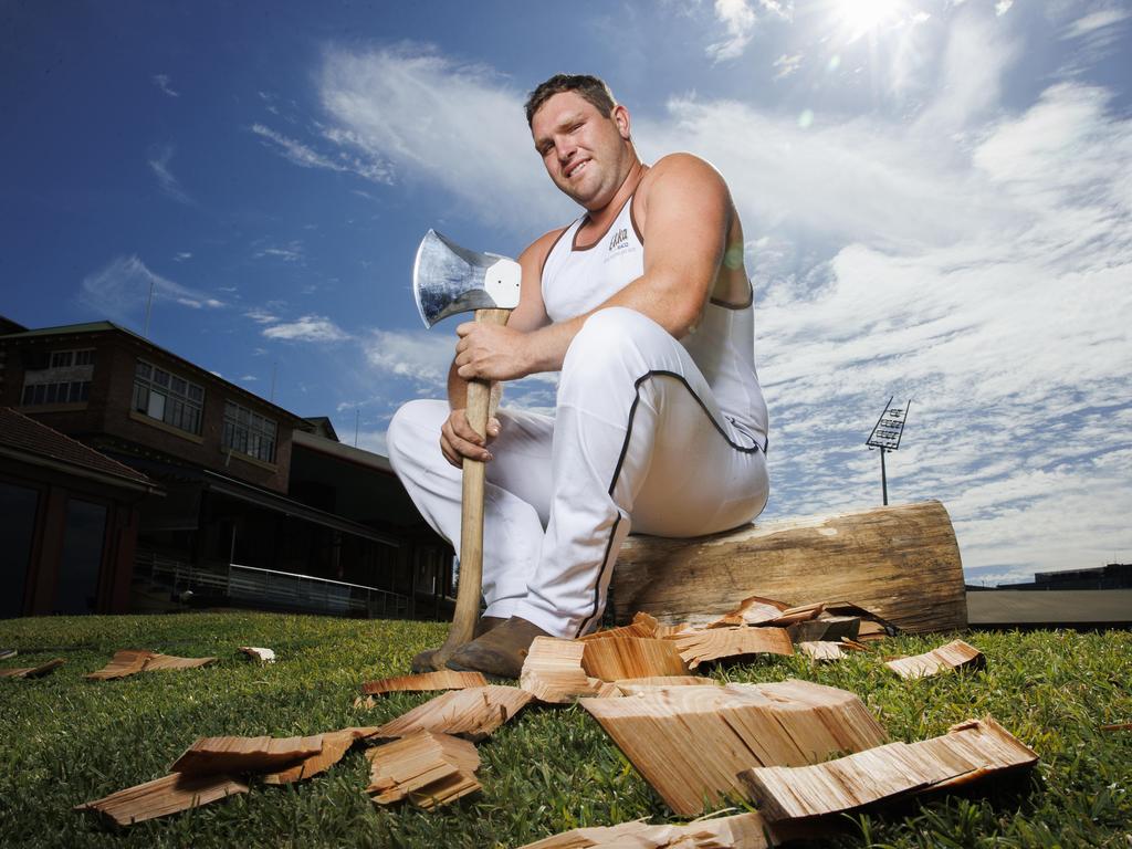 Professional Axeman and Australian Survivor competitor Gerald Youles ready for this years Ekka. Picture: Lachie Millard