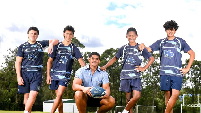 Benji Quinlan, Jordan Tuuga-Stevenson, Alex Leapai, Daniel Ratuere and Riley Baker,. Picture, John Gass