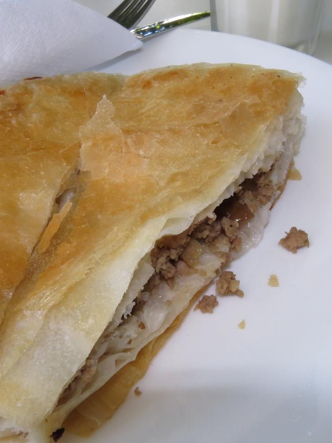 Burek, a popular Macedonian meat pastry.