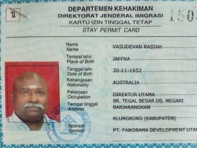 Australian citizen Vasudevan Rasiah is being detained. It is not clear what charges — if any — he will face. Picture: Supplied
