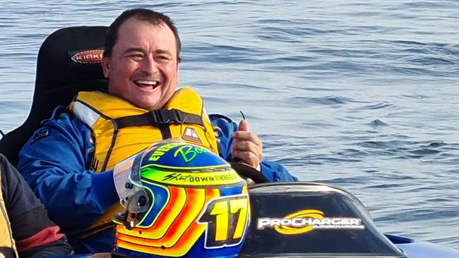 Mackay Powerboat Club President Brad Nelson in his boat. Mr Nelson has been racing boats since childhood and said he started the club to satisfy his 'need for speed'. Picture: Contributed.