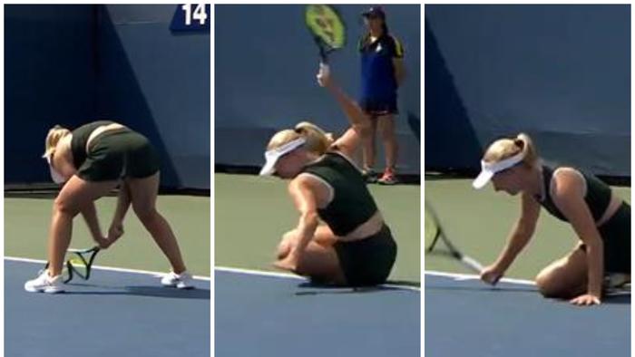 Daria destroys racquet in US Open meltdown.