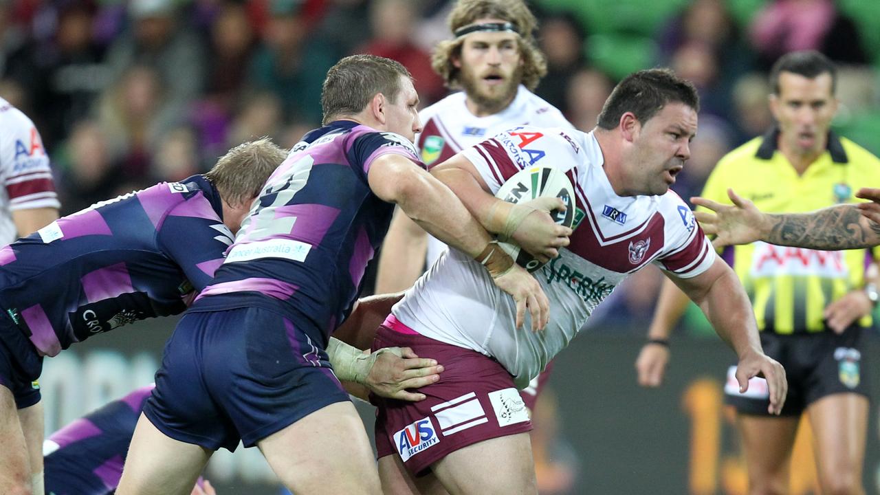 George Rose (R) has opened up on the Manly vs. Melbourne Storm rivalry. Picture: Brett Crockford