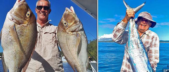 GOTCHA - The Hall's Reef stretch in Laguna Bay was good for reefies and pelagics. Mike Campbell picked up some quality grass sweetlip there off the bottom and Noel Tierney nailed a good Spaniard on a trolled garfish. Photo: www.fishingnoosa.com.au