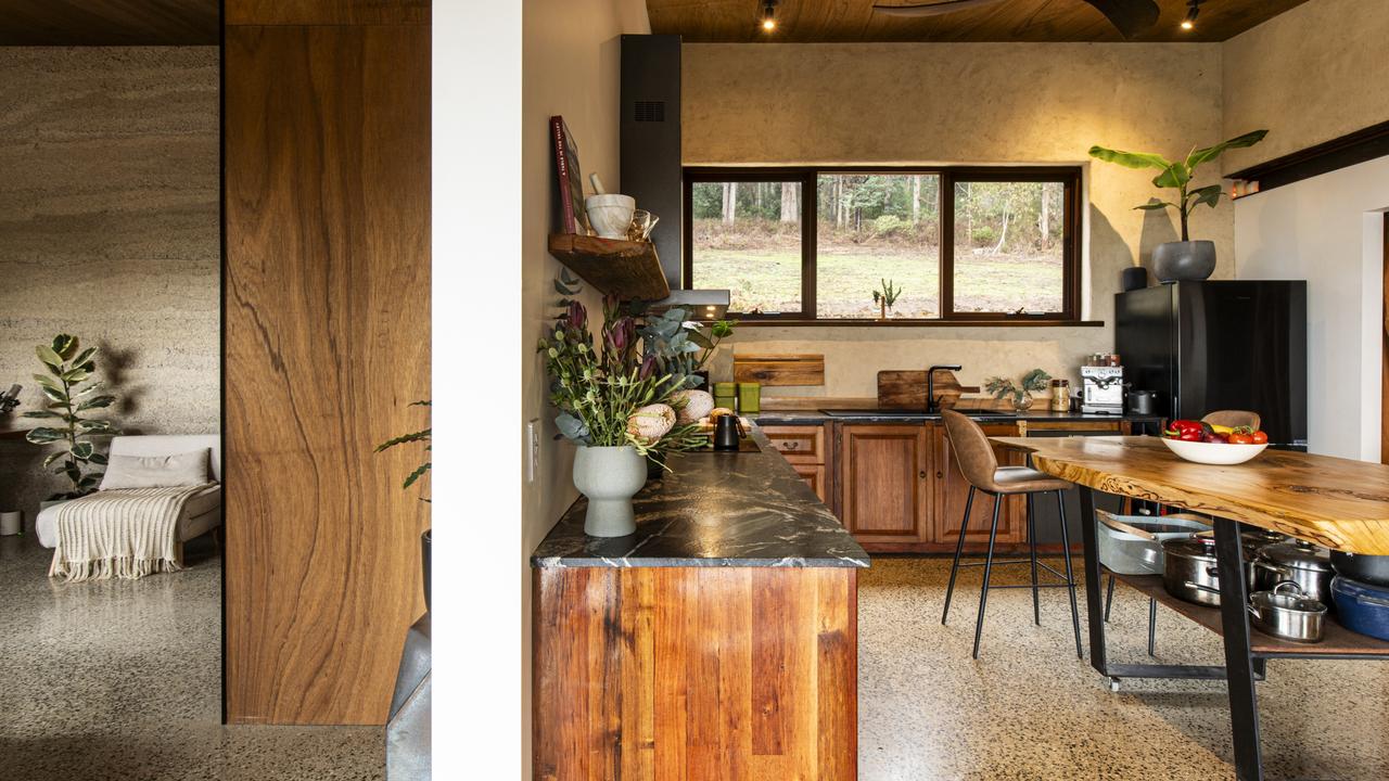 The study and kitchen of the Franklin home which features on Grand Designs Australia. Picture: Brad Harris