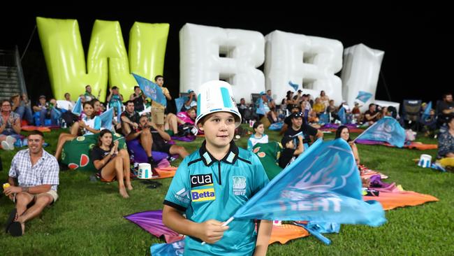 Fans cheer during the Women's Big Bash League match between the Brisbane Heat and the Sydney Sixers at Great Barrier Reef Arena, on November 13, 2021, in Mackay, Australia. Picture: Chris Hyde/Getty Images