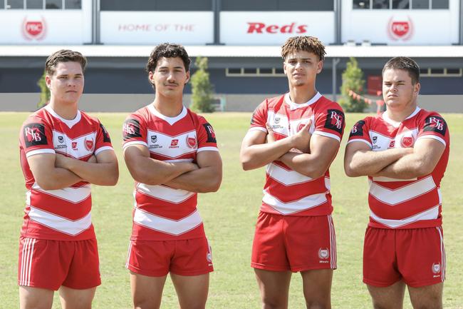 Palm Beach Currumbin SHS players Zane Harrison, Sunny Kama, Jac Finigan and Isaac Harrison. Picture: Palm Beach Currumbin.