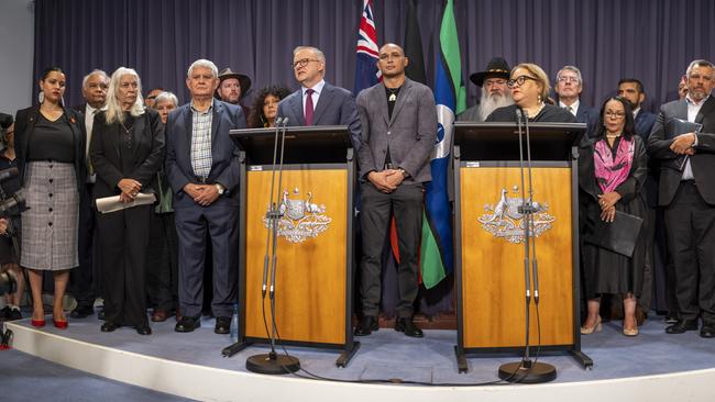 Anthony Albanese holds a press conference with members of the Referendum Working Group. Picture: NCA NewsWire / Martin Ollman