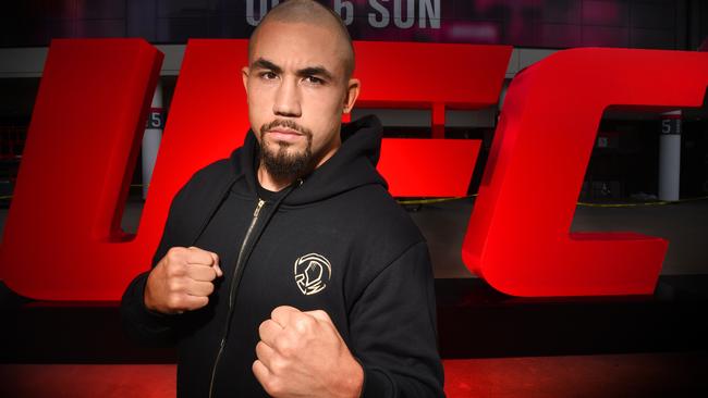 UFC headliner Robert Whittaker says he won’t trash talk his opponents to be a good example for his kids. Picture: Tony Gough