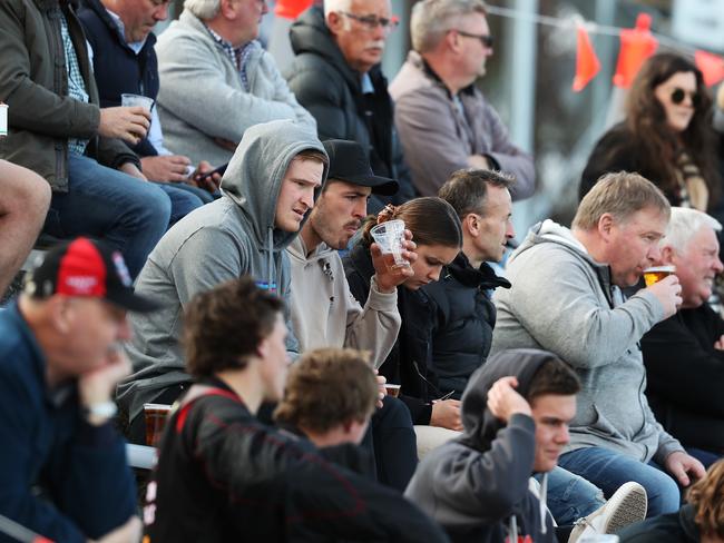 Fans in the crowd watch the North Hobart V North Launceston game. Picture: NIKKI DAVIS-JONES