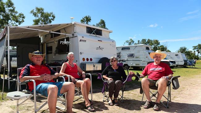 Graham and Clare Blackshaw with John and Ros Wright at Black River Stadium Caravan Park.