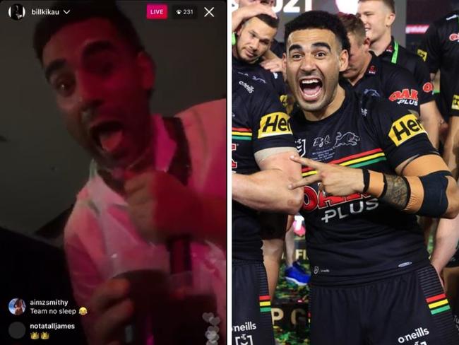 Tyrone May on Viliame Kikau's Instagram live. Photo: Instagram, @bilikikau, News Corp Australia, Adam Head.