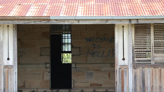 The words ‘welcome to hell’ have been spray-painted on the building. Picture: David Kelly