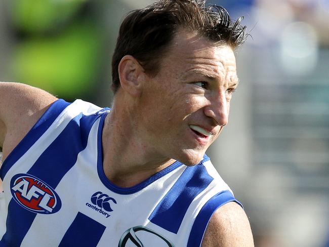 AFL: North Melbourne vs. Melbourne, Blundstone Arena: north's Brent Harvey scores a goal Picture: LUKE BOWDEN