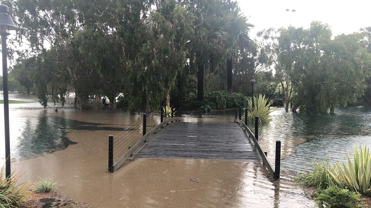 Flooding at Carrara. Picture: Glenn Hampson