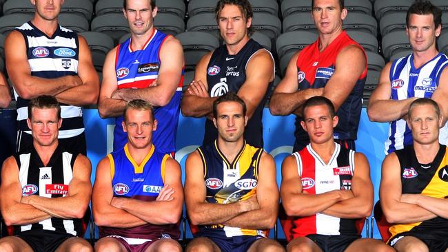 Nathan Buckley, bottom left, and Adam Simpson, top right, are both former club captains.