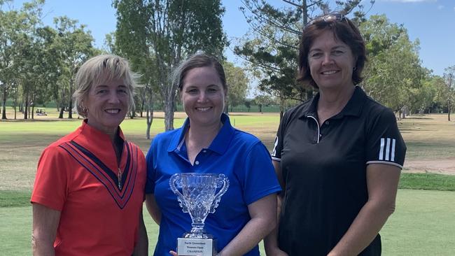 NQ Ladies Open senior champion Bev Suckling, open champion Sheree Hasson and closed champion Trish McNeill.