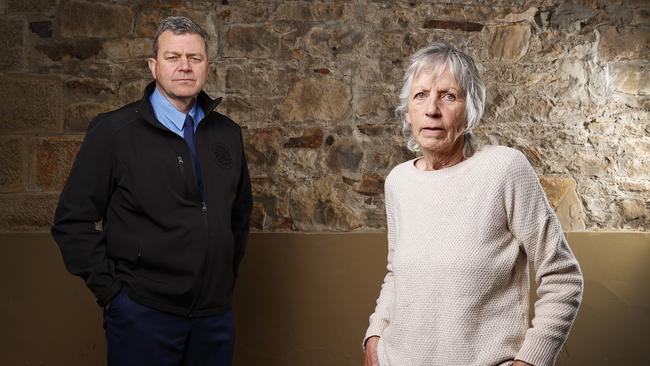 Police Association of Tasmania president Colin Riley and retired Detective Senior Constable Robyn Button. Picture: Zak Simmonds