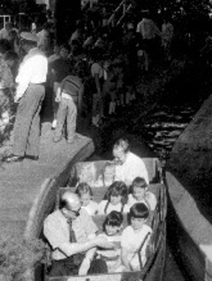 A family on the River Caves in 1971. The ride no longer exists. Picture: HWT Library.