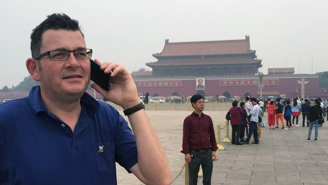 Victorian Premier Daniel Andrews at Tiananmen Square in Beijing in 2020.