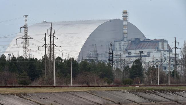 The giant protective dome built over the sarcophagus covering the destroyed fourth reactor of the Chernobyl Nuclear Power Plant. Picture: AFP.